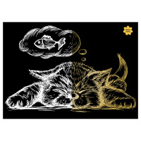 Гравюра с эффектом золота ТРИ СОВЫ 'Спящий кот', А5