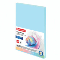 Бумага цветная BRAUBERG, А4, 80г/м, 100 л, пастель, голубая, для офисной техники, 112445