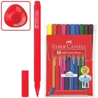 Фломастеры для рисования Faber-Castell Grip 10 цветов, трехгранные, смываемые