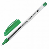 Ручка шариковая Brauberg Rite-Oil зеленая, 0.35мм, прозрачный корпус