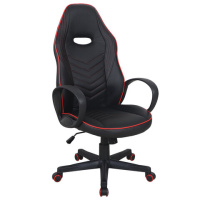 Кресло компьютерное BRABIX 'Flame GM-004', экокожа, черное/красное, 532499