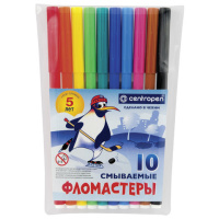 Фломастеры для рисования Centropen Пингвины 7790 10 цветов, смываемые