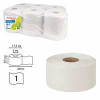 Туалетная бумага Любаша 129571, в рулоне, белая, 200м, 1 слой, 12 рулонов
