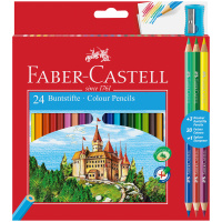 Карандаши цветные Faber-Castell 'Замок', 24цв., шестигр., заточ.+6цв.+точилка, картон, европодвес