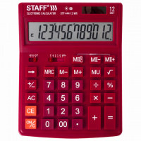 Калькулятор настольный STAFF STF-444-12-WR (199x153 мм), 12 разрядов, двойное питание, БОРДОВЫЙ, 250