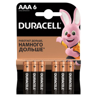 Батарейка Duracell Basic AAA LR03, 1.5В, алкалиновая, 6шт/уп