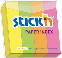 Клейкие закладки бумажные Hopax 50х12мм, 4цвета по 100 листов