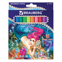 Фломастеры для рисования Brauberg Ocean Love 12 цветов, смываемые
