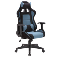 Кресло геймера Brabix GT Racer GM-100 ткань, черно-голубая, две подушки, крестовина пластик