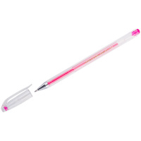 Ручка гелевая Crown Hi-Jell Color розовая, 0.7мм