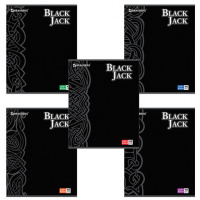 Тетрадь общая Brauberg Black Jack, А5, 48 листов, в клетку, на скрепке, мелованный картон/ лак