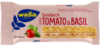 Сандвич из пшеничных хлебцев Wasa с начинкой из сыра томатов и базилика, 40г