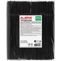 Трубочки для коктейлей Laima черные, гофрированные, пластиковые, d=5мм, 21см, 250шт/уп
