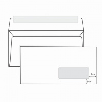 Конверт почтовый Родион Принт Е65 белый, 110х220мм, 80г/м2, 1000шт, стрип, прав. окно