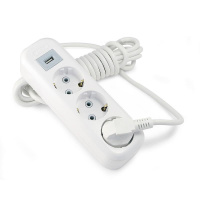Удлинитель электрический Lux 3 розетки, 3м, белый, с заземлением, USB