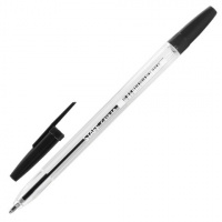 Шариковая ручка Staff черная, 0.5мм, прозрачный корпус