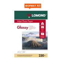 Фотобумага для струйных принтеров Lomond А3, 50 листов, 230 г/м2, глянцевая, односторонняя, 102025