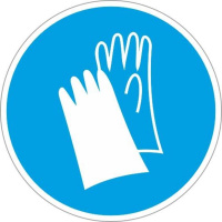 Знак Работать в защитных перчатках Гасзнак 200х200мм, самоклеящаяся пленка ПВХ