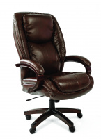 Кресло руководителя Chairman 408 кожа, коричневая, крестовина дерево