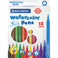 Фломастеры для рисования Brauberg Premium ультрасмываемые 12 цветов, классические, вентилируемый кол