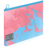 Папка-конверт на молнии с расширением Berlingo 'Haze' А4, 180мкм, розовая/голубая, эфф.блесток