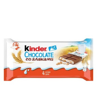 Шоколад порционный Kinder молочный, 23.5г х 4шт, со злаками
