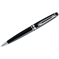 Шариковая ручка автоматическая Waterman Expert Black Lacquer CT 1мм, черный/серебристый корпус, S095
