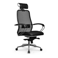 Кресло руководителя Метта Samurai SL-2.041 MPES, ткань-сетка/экокожа, черная, крестовина хром