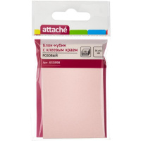Блок для записей с клейким краем Attache розовый, 76х51мм, 100 листов
