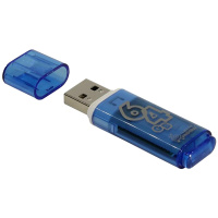 USB флешка Smart Buy Glossy 64Gb, 12/5 мб/с, голубой