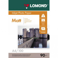 Фотобумага для струйных принтеров Lomond А4, 100 листов, 90г/м2, матовая, односторонняя, 102001