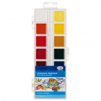 Краски акварельные ГАММА 'Классическая', 14 цветов, медовая, без кисти, пластиковая коробка, европод