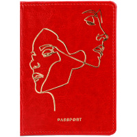 Обложка для паспорта OfficeSpace 'Life line', иск. кожа, красный, тиснение фольгой