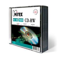 Диск CD-RW Mirex 700Mb, 4x-12x, Slim, UL121002A8F, 5шт/уп
