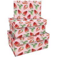 Набор прямоугольных коробок 3в1, MESHU 'Strawberry', (19*12*7,5-15*10*5см)