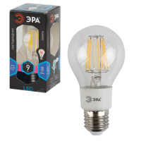 Лампа светодиодная Эра 9Вт, E27, 4000К, нейтральный белый свет, прозрачная колба, груша