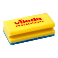 Губка Vileda Professional Деликатная, 16.5х13см, желтая, синий абразив, 535895