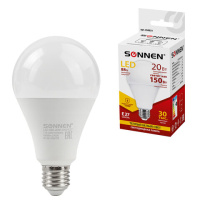 Лампа светодиодная SONNEN, 20 (150) Вт, цоколь Е27, груша, теплый белый, 30000 ч, LED A80-20W-2700-E