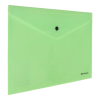 Папка-конверт с кнопкой BRAUBERG 'Pastel', А4, до 100 листов, непрозрачная, мятная, 0,18 мм, 270477