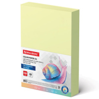 Цветная бумага для принтера Brauberg пастель желтая, А4, 500 листов, 80 г/м2