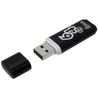 USB флешка Smart Buy Glossy 64Gb, 15/5 мб/с, черный