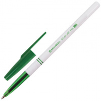 Шариковая ручка Brauberg Офисная зеленая, 0.5мм, белый корпус