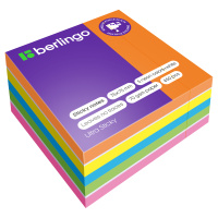 Блок для записей с клейким краем Berlingo Ultra Sticky 5 цветов, неон, 1 белый, 75х75мм, 450 листов