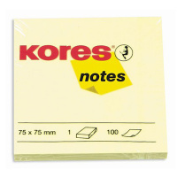 Блок для записей с клейким краем Kores желтый, пастельный, 75x75мм, 100 листов