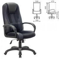 Кресло руководителя Brabix Rapid GM-102 экокожа-ткань, черная-серая, крестовина пластик