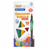 Набор цветных карандашей Brauberg Premium 12 цветов, трехгранный корпус, + 1 чернографитный карандаш