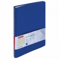 Тетрадь А4 (200x252 мм), BRAUBERG 'Office PRO', под кожу, гребень, 80 л., синяя, 111048