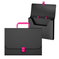 Портфель ErichKrause Matt Accent , А4, пластик, черный с розовой ручкой и замком