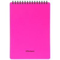 Блокнот А5 60л. на гребне OfficeSpace 'Neon', розовая пластиковая обложка