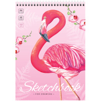 Скетчбук 60л., А4 ArtSpace 'Flamingos', на гребне, 160г/м2